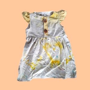 Handmade OOAK Jojocrackerscloth Raw Linen Plant Dyed Tunic Dress 2/3T